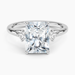 Floating Three Stone Diamond Ring Platinum Radiant Engagement Ring