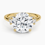 Floating Three Stone Diamond Ring Yellow Gold 18k Round Engagement Ring