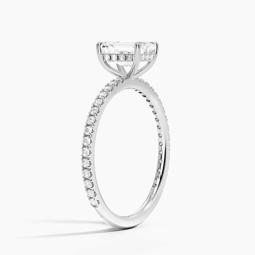 Perfect Fit Three-Quarter Diamond Ring (1/4 ct. tw.) Platinum Emerald Engagement Ring