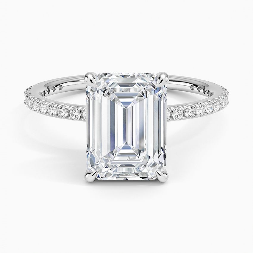 Perfect Fit Three-Quarter Diamond Ring (1/4 ct. tw.) Platinum Emerald Engagement Ring