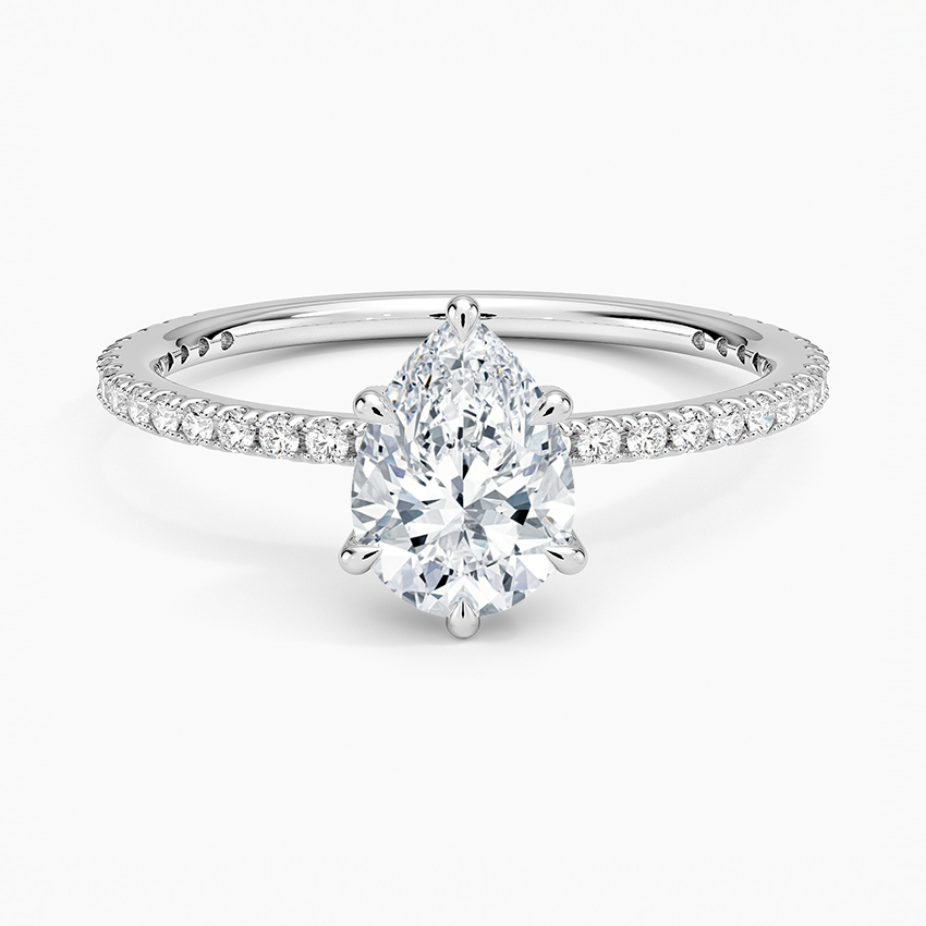 Perfect Fit Three-Quarter Diamond Ring (1/4 ct. tw.) Platinum Pear Engagement Ring