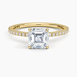 Perfect Fit Three-Quarter Diamond Ring (1/4 ct. tw.) Yellow Gold 18k Asscher Engagement Ring