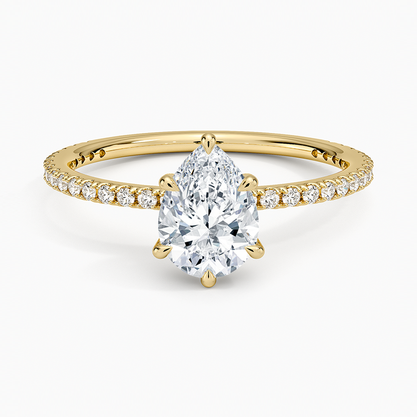 Perfect Fit Three-Quarter Diamond Ring (1/4 ct. tw.) Yellow Gold 18k Pear Engagement Ring