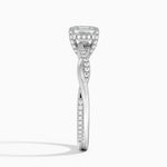 Petite Twisted Vine Hidden Halo Pavé Diamond Ring Platinum Asscher Engagement Ring