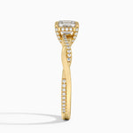 Petite Twisted Vine Hidden Halo Pavé Diamond Ring Yellow Gold 18k Asscher Engagement Ring