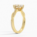 Petite Twisted Vine Hidden Halo Pavé Diamond Ring Yellow Gold 18k Marquise Engagement Ring