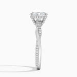 Petite Twisted Vine Hidden Halo Pavé Diamond Ring Platinum Oval Engagement Ring