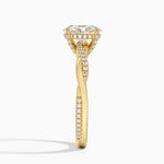 Petite Twisted Vine Hidden Halo Pavé Diamond Ring Yellow Gold 18k Oval Engagement Ring