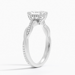 Petite Twisted Vine Hidden Halo Pavé Diamond Ring Platinum Radiant Engagement Ring