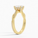 Petite Twisted Vine Hidden Halo Pavé Diamond Ring Yellow Gold 18k Radiant Engagement Ring