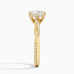 Petite Twisted Vine Hidden Halo Pavé Diamond Ring Yellow Gold 18k Radiant Engagement Ring