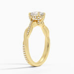 Petite Twisted Vine Hidden Halo Pavé Diamond Ring Yellow Gold 18k Round Engagement Ring
