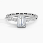 Petite Twisted Vine Hidden Halo Pavé Diamond Ring Platinum Emerald Engagement Ring