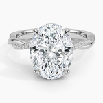 Petite Twisted Vine Hidden Halo Pavé Diamond Ring Platinum Oval Engagement Ring