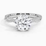 Petite Twisted Vine Hidden Halo Pavé Diamond Ring Platinum Round Engagement Ring