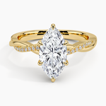 Petite Twisted Vine Hidden Halo Pavé Diamond Ring Yellow Gold 18k Marquise Engagement Ring