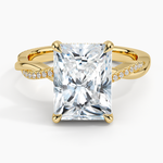 Petite Twisted Vine Hidden Halo Pavé Diamond Ring Yellow Gold 18k Radiant Engagement Ring