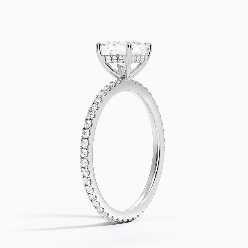 Perfect Fit Hidden Halo Eternity Diamond Ring Platinum Asscher Engagement Ring