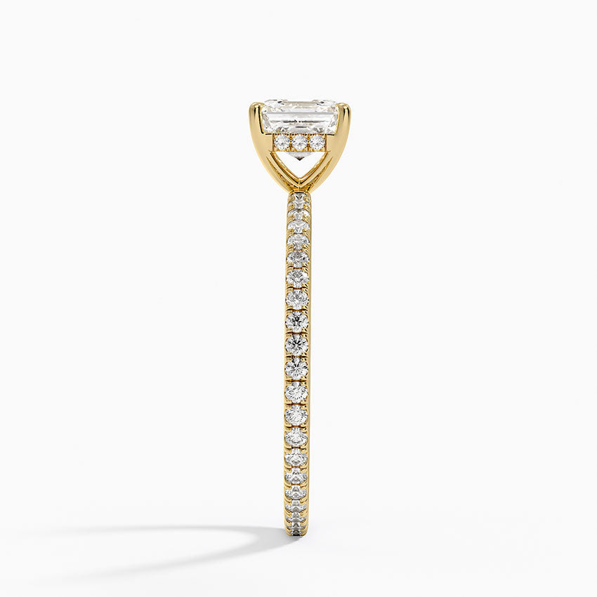 Perfect Fit Hidden Halo Eternity Diamond Ring Yellow Gold 18k Asscher Engagement Ring