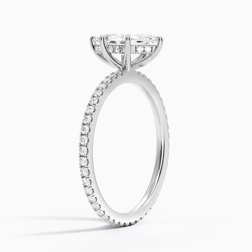 Perfect Fit Hidden Halo Eternity Diamond Ring Platinum Marquise Engagement Ring