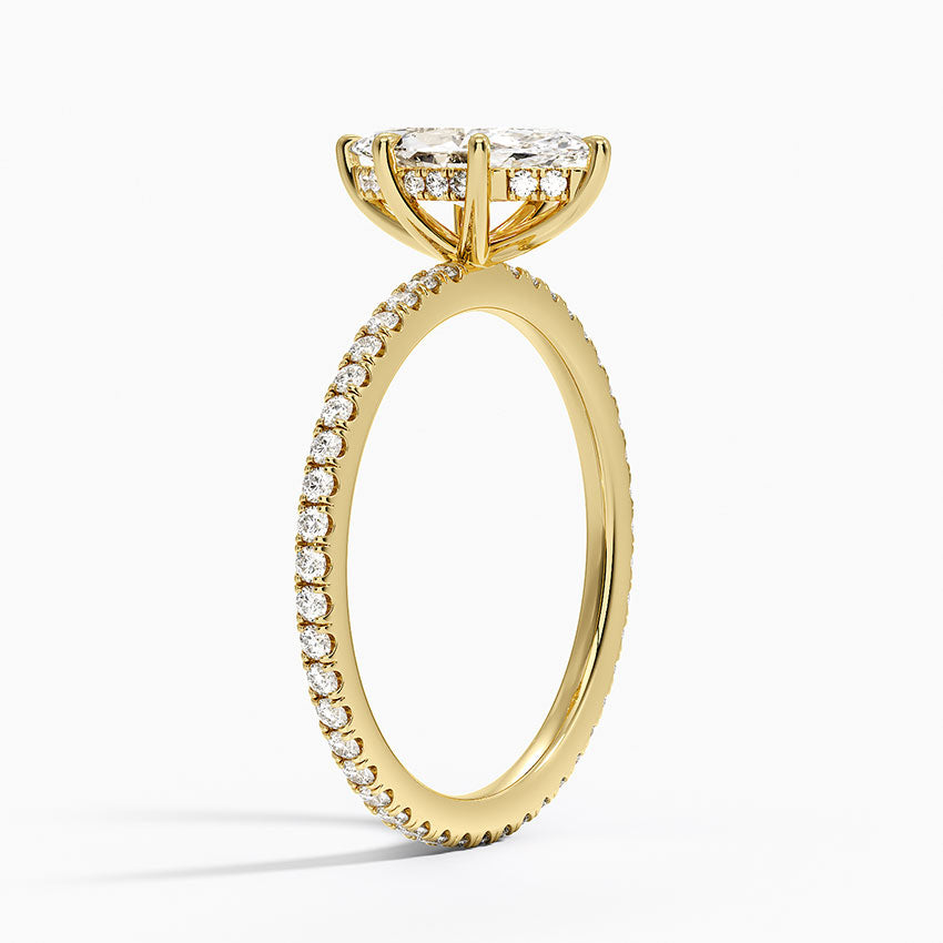 Perfect Fit Hidden Halo Eternity Diamond Ring Yellow Gold 18k Marquise Engagement Ring