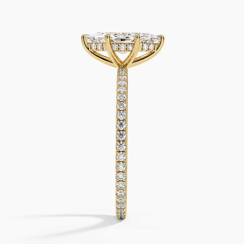 Perfect Fit Hidden Halo Eternity Diamond Ring Yellow Gold 18k Marquise Engagement Ring