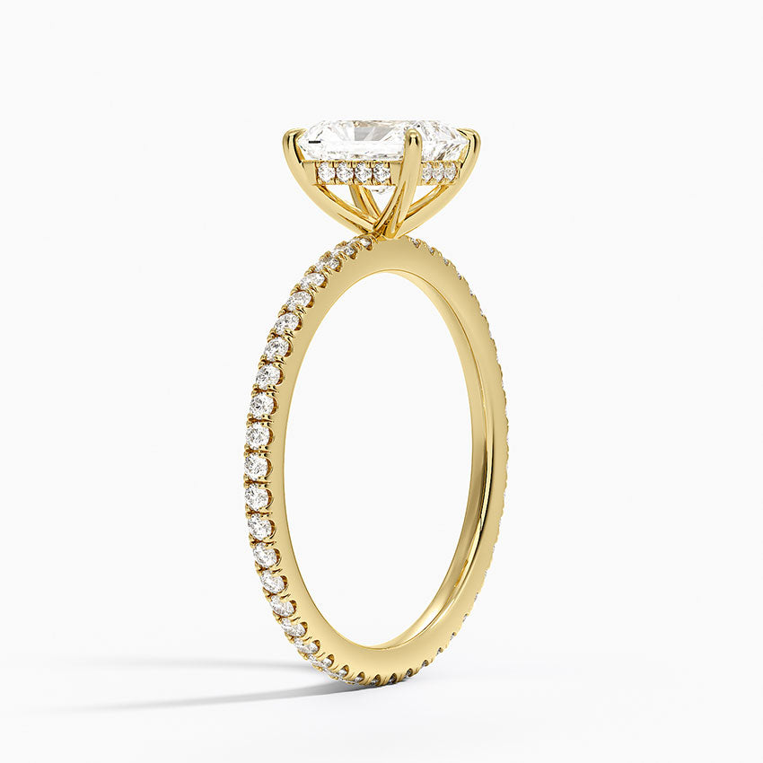 Perfect Fit Hidden Halo Eternity Diamond Ring Yellow Gold 18k Radiant Engagement Ring