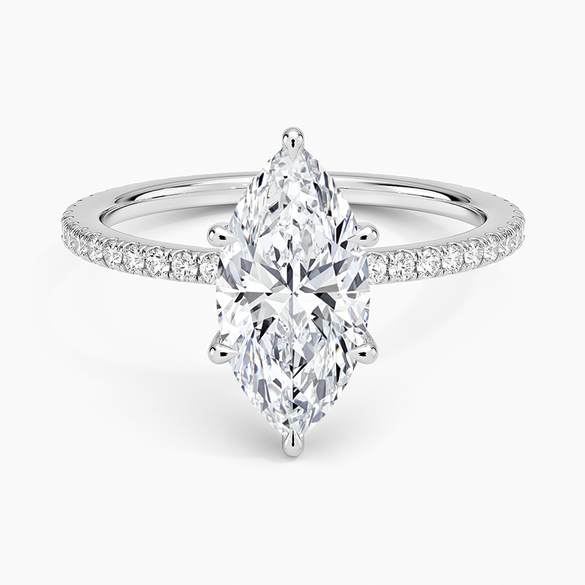 Perfect Fit Hidden Halo Eternity Diamond Ring Platinum Marquise Engagement Ring