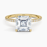 Perfect Fit Hidden Halo Eternity Diamond Ring Yellow Gold 18k Asscher Engagement Ring