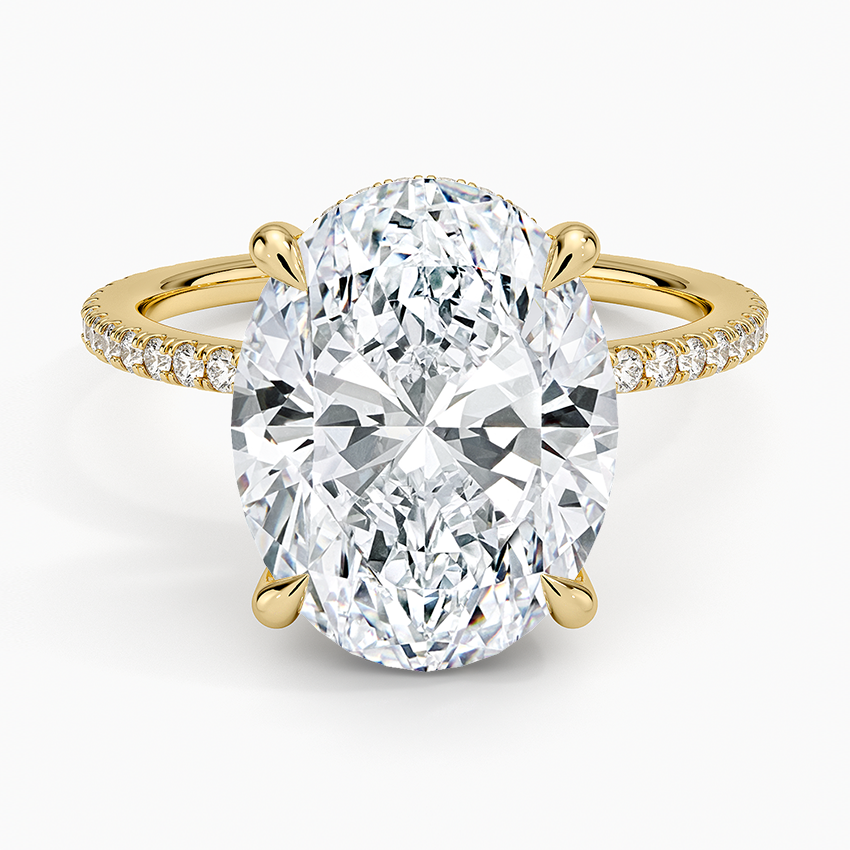 Perfect Fit Hidden Halo Eternity Diamond Ring Yellow Gold 18k Oval Engagement Ring