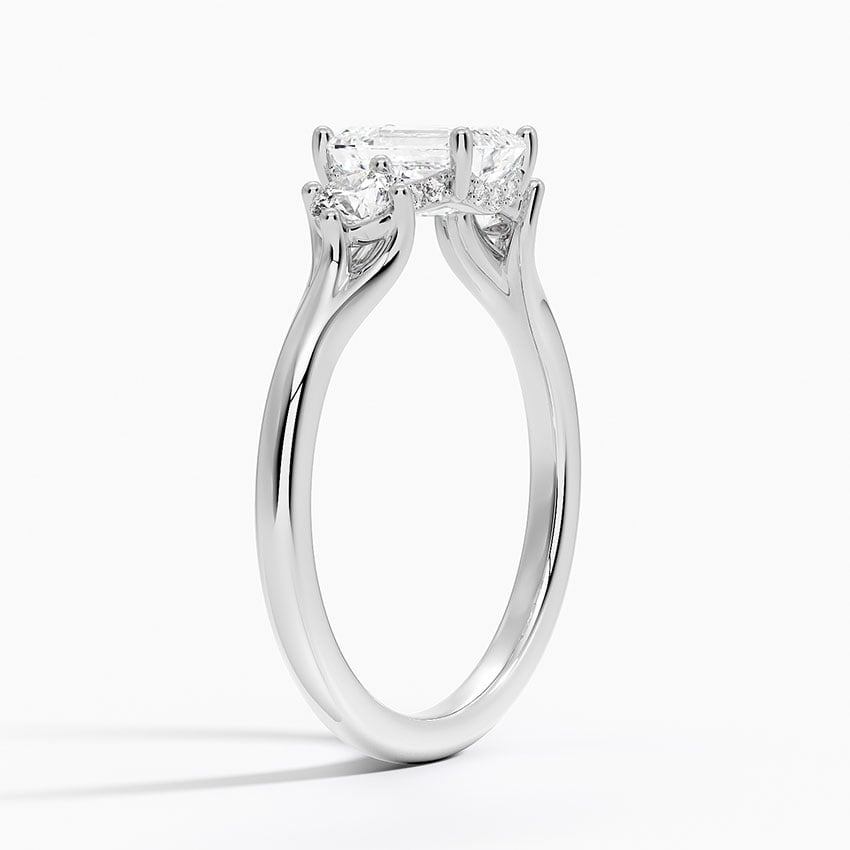 Luxe Floating Three Stone Diamond Ring (1/3 ct. tw.) Platinum Emerald Engagement Ring