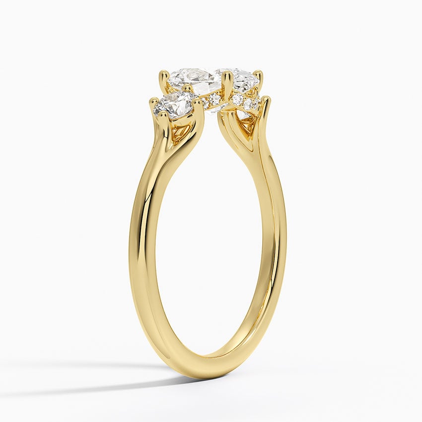 Luxe Floating Three Stone Diamond Ring (1/3 ct. tw.) Yellow Gold 18k Oval Engagement Ring
