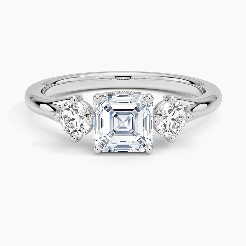 Luxe Floating Three Stone Diamond Ring (1/3 ct. tw.) Platinum Asscher Engagement Ring