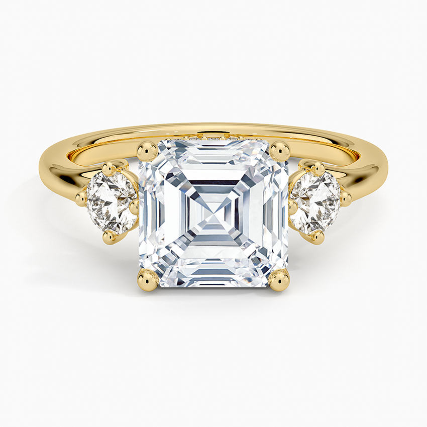 Luxe Floating Three Stone Diamond Ring (1/3 ct. tw.) Yellow Gold 18k Asscher Engagement Ring
