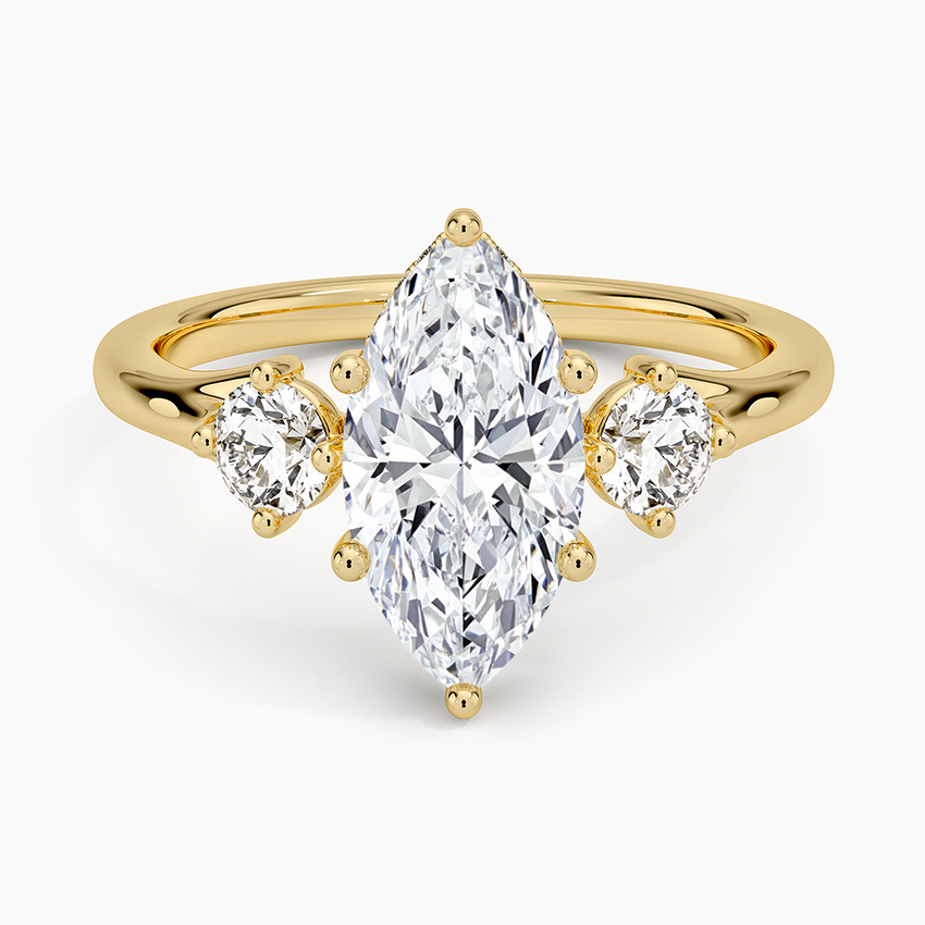 Luxe Floating Three Stone Diamond Ring (1/3 ct. tw.) Yellow Gold 18k Marquise Engagement Ring