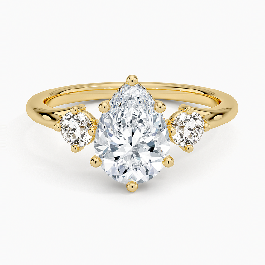 Luxe Floating Three Stone Diamond Ring (1/3 ct. tw.) Yellow Gold 18k Pear Engagement Ring