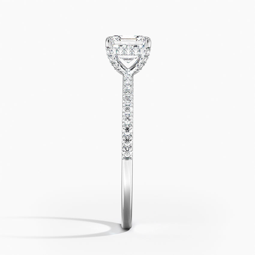 Viviana Half Coverage Diamond Ring Platinum Asscher Engagement Ring