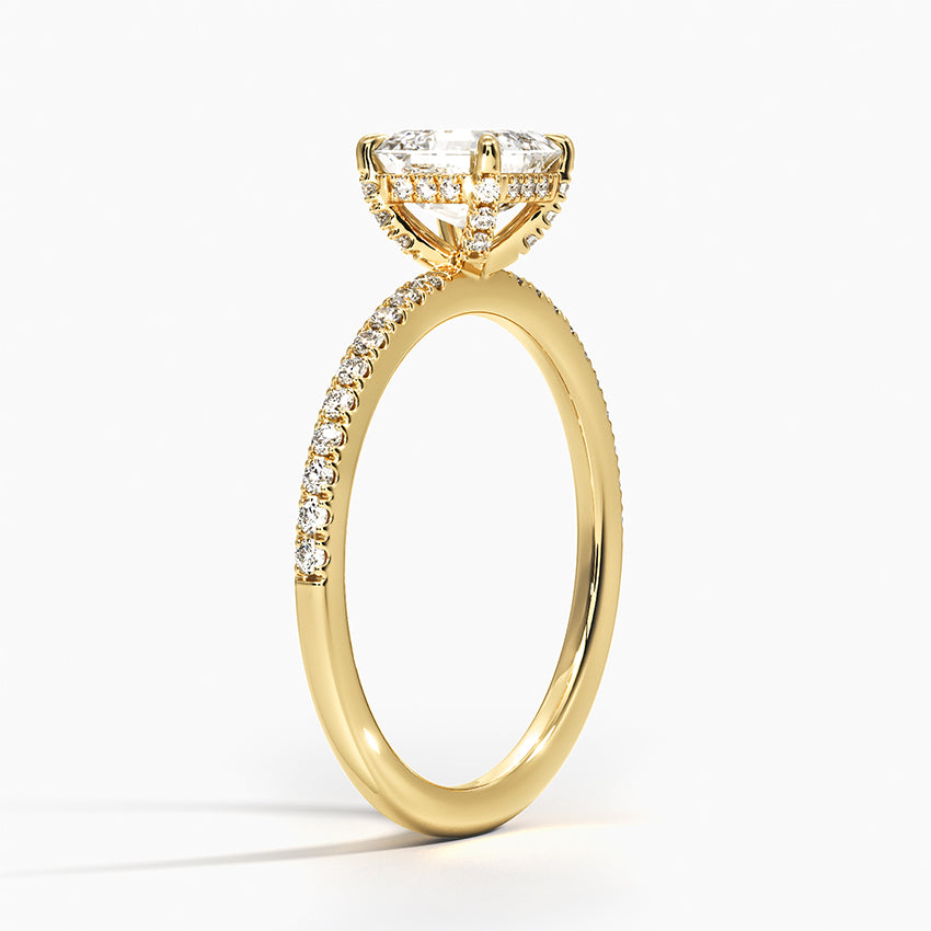 Viviana Half Coverage Diamond Ring Yellow Gold 18k Asscher Engagement Ring