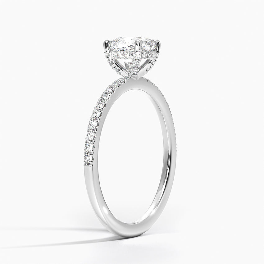 Viviana Half Coverage Diamond Ring Platinum Cushion Engagement Ring