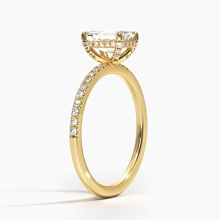 Viviana Half Coverage Diamond Ring Yellow Gold 18k Emerald Engagement Ring
