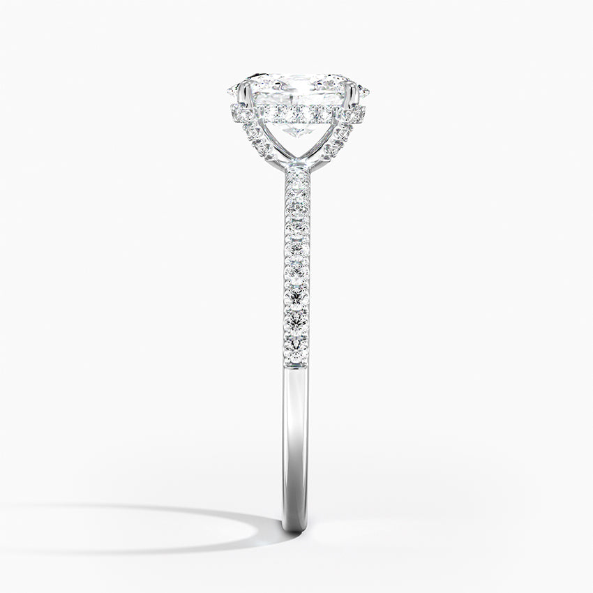 Viviana Half Coverage Diamond Ring Platinum Oval Engagement Ring
