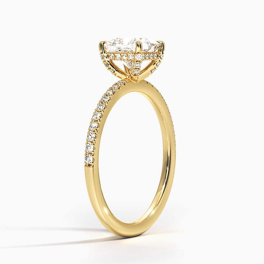 Viviana Half Coverage Diamond Ring Yellow Gold 18k Princess Engagement Ring