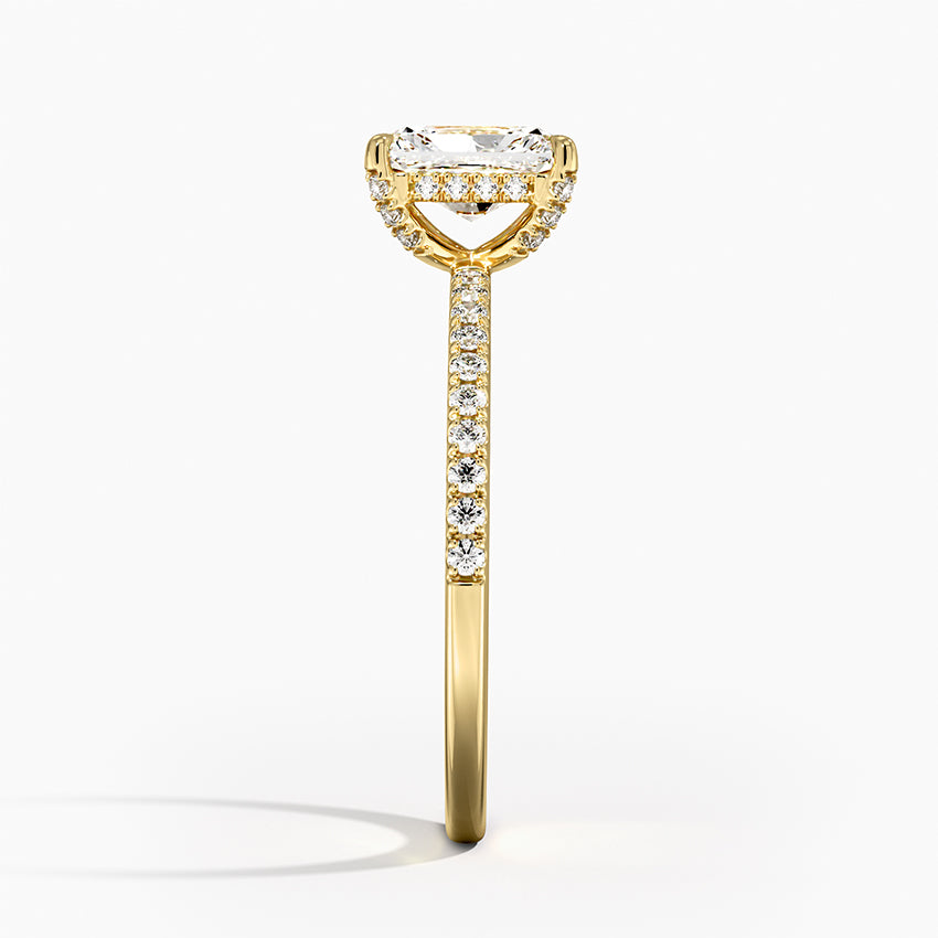 Viviana Half Coverage Diamond Ring Yellow Gold 18k Radiant Engagement Ring
