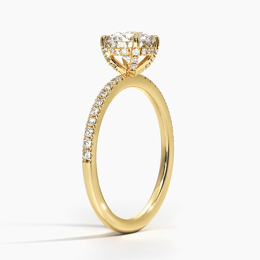 Viviana Half Coverage Diamond Ring Yellow Gold 18k Round Engagement Ring