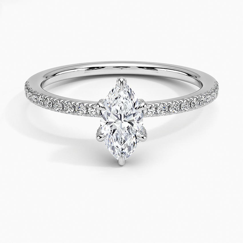 Viviana Half Coverage Diamond Ring Platinum Marquise Engagement Ring