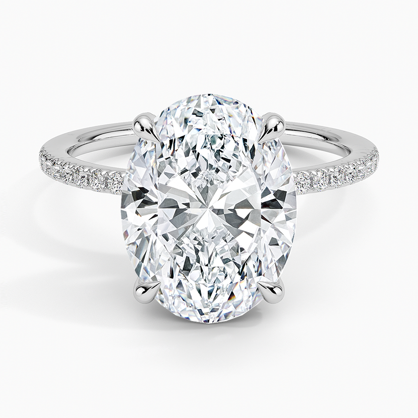 Viviana Half Coverage Diamond Ring Platinum Oval Engagement Ring