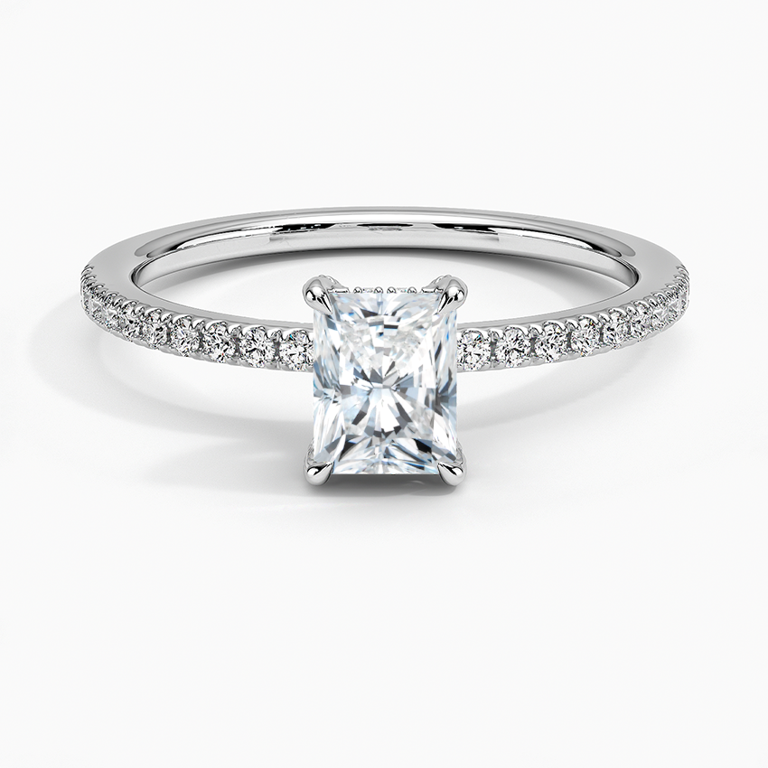 Viviana Half Coverage Diamond Ring Platinum Radiant Engagement Ring