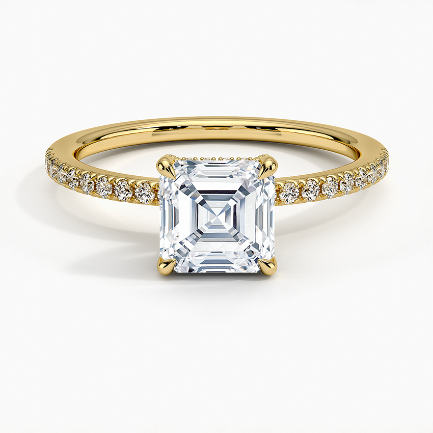 Viviana Half Coverage Diamond Ring Yellow Gold 18k Asscher Engagement Ring