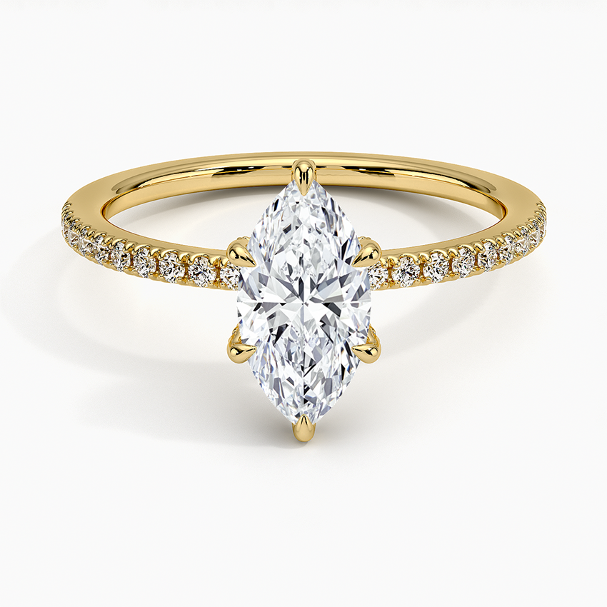 Viviana Half Coverage Diamond Ring Yellow Gold 18k Marquise Engagement Ring