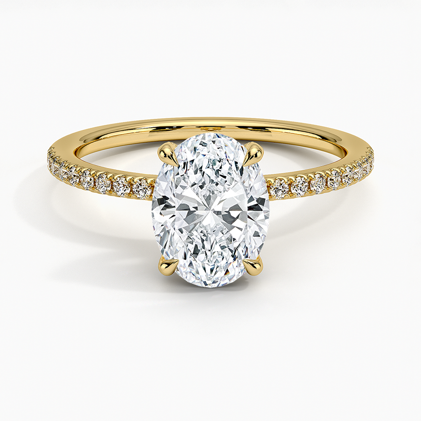 Viviana Half Coverage Diamond Ring Yellow Gold 18k Oval Engagement Ring